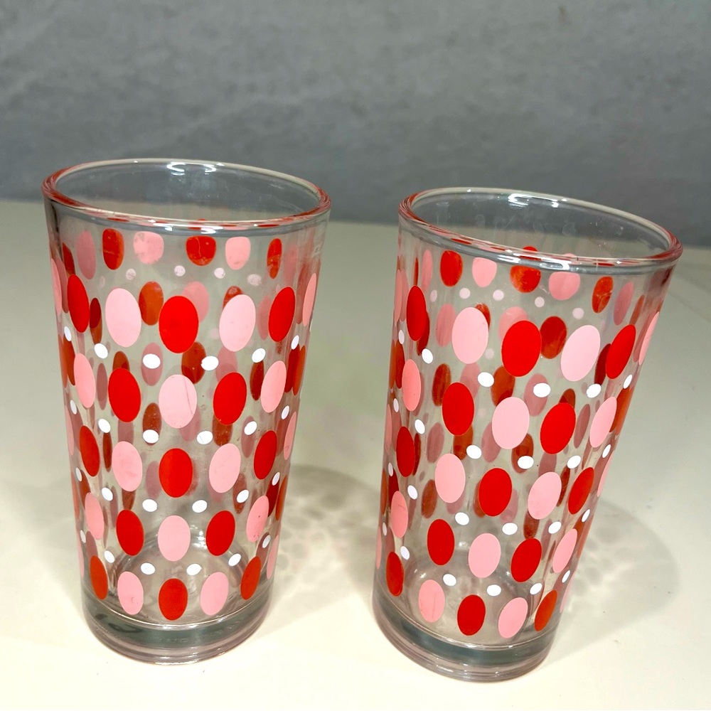 Mid Century retro Indonesia water glasses/tumblers Set of 2